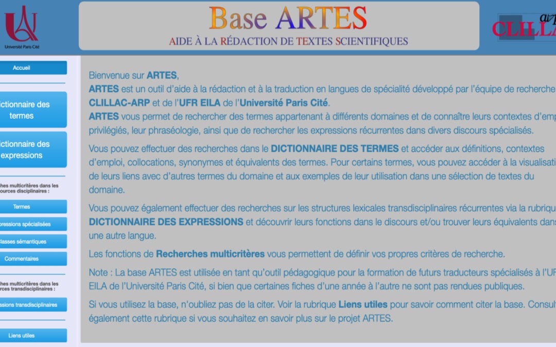 ARTES : Aide à la Rédaction de TExtes Scientifiques (2010-présent)