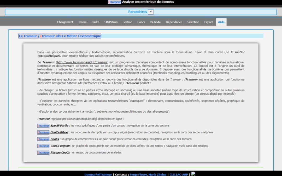 iTrameur – Outils d’analyse textométrique de données